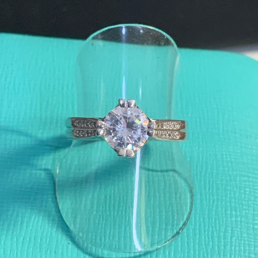 Stunning Solitaire Ring Sterling Silver - image 2